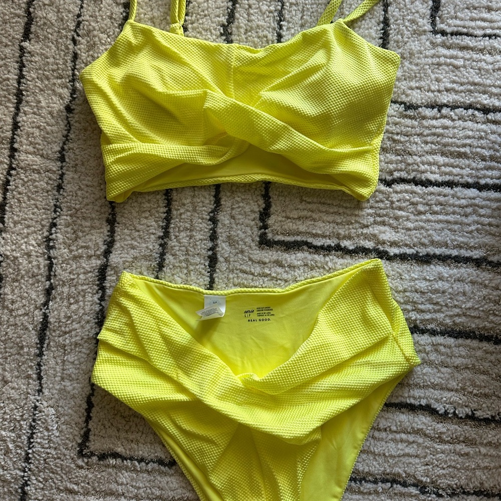 Yellow High Waist Bikini Set - aerie - NWOT